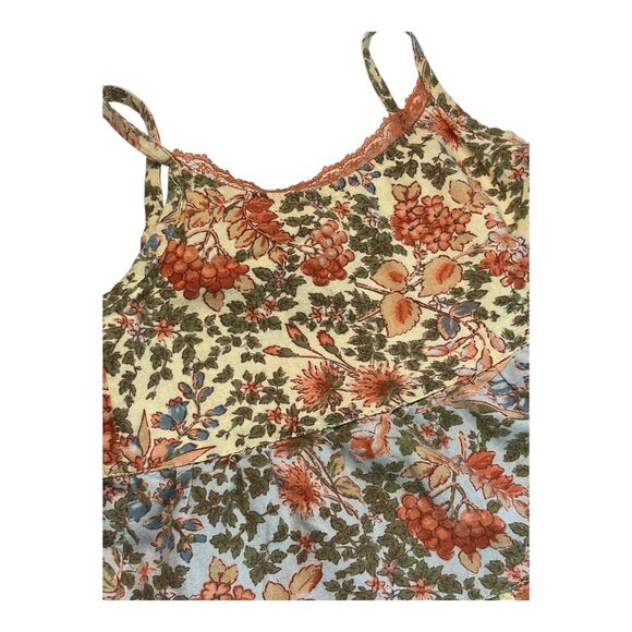 April Cornell Girls Sz 2 Orange Patchwork Strappy Sundress Lace Trim 100% Cotton - Picture 2 of 8